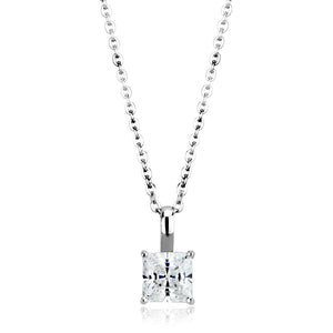 LO4174 - Rhodium Brass Chain Pendant with AAA Grade CZ  in Clear