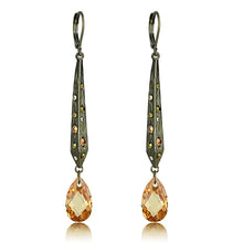 Load image into Gallery viewer, LO4189 - Antique Copper Brass Earrings with Top Grade Crystal  in Champagne