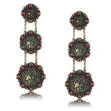 Load image into Gallery viewer, LO4196 - Antique Copper Brass Earrings with AAA Grade CZ  in Garnet