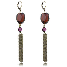 Load image into Gallery viewer, LO4202 - Antique Copper Brass Earrings with Synthetic Synthetic Glass in Garnet