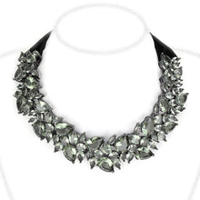 Load image into Gallery viewer, LO4208 - TIN Cobalt Black Brass Necklace with Synthetic Synthetic Glass in Black Diamond