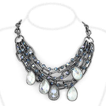 Load image into Gallery viewer, LO4211 - TIN Cobalt Black Brass Necklace with AAA Grade CZ  in Clear