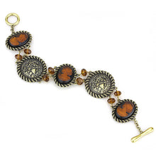 Load image into Gallery viewer, LO4221 - Antique Copper Brass Bracelet with Synthetic Synthetic Stone in Smoked Quartz