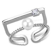 Load image into Gallery viewer, LO4263 - Rhodium Brass Ring with Synthetic Pearl in White