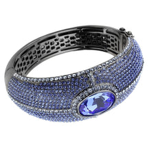 Load image into Gallery viewer, LO4283 - TIN Cobalt Black Brass Bangle with Top Grade Crystal  in Sapphire