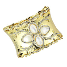 Load image into Gallery viewer, LO4285 - Gold Brass Bangle with Synthetic  in White