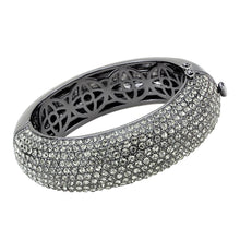 Load image into Gallery viewer, LO4304 - TIN Cobalt Black Brass Bangle with Top Grade Crystal  in Black Diamond