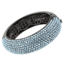 Load image into Gallery viewer, LO4305 - TIN Cobalt Black Brass Bangle with Top Grade Crystal  in Sea Blue