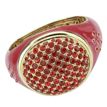 Load image into Gallery viewer, LO4327 - Gold Brass Bangle with Synthetic Synthetic Glass in Red Series