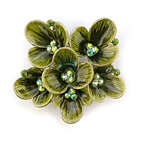 LO443 - Antique Silver White Metal Brooches with Top Grade Crystal  in Multi Color