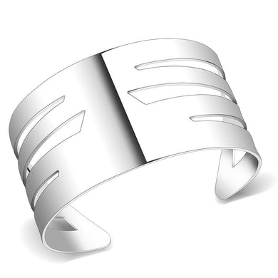 LO4659 - Matte Rhodium & Rhodium Stainless Steel Bangle with No Stone