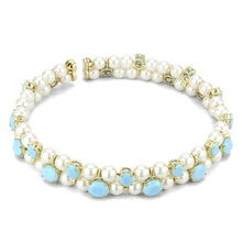 Load image into Gallery viewer, LO4661 - Gold Brass Necklace with Synthetic Glass Bead in White