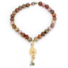 Load image into Gallery viewer, LO4663 - Antique Copper Brass Necklace with Semi-Precious Agate in Multi Color