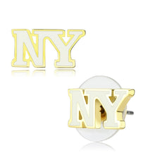 Load image into Gallery viewer, LO4666 - Gold Brass Earrings with Epoxy  in White