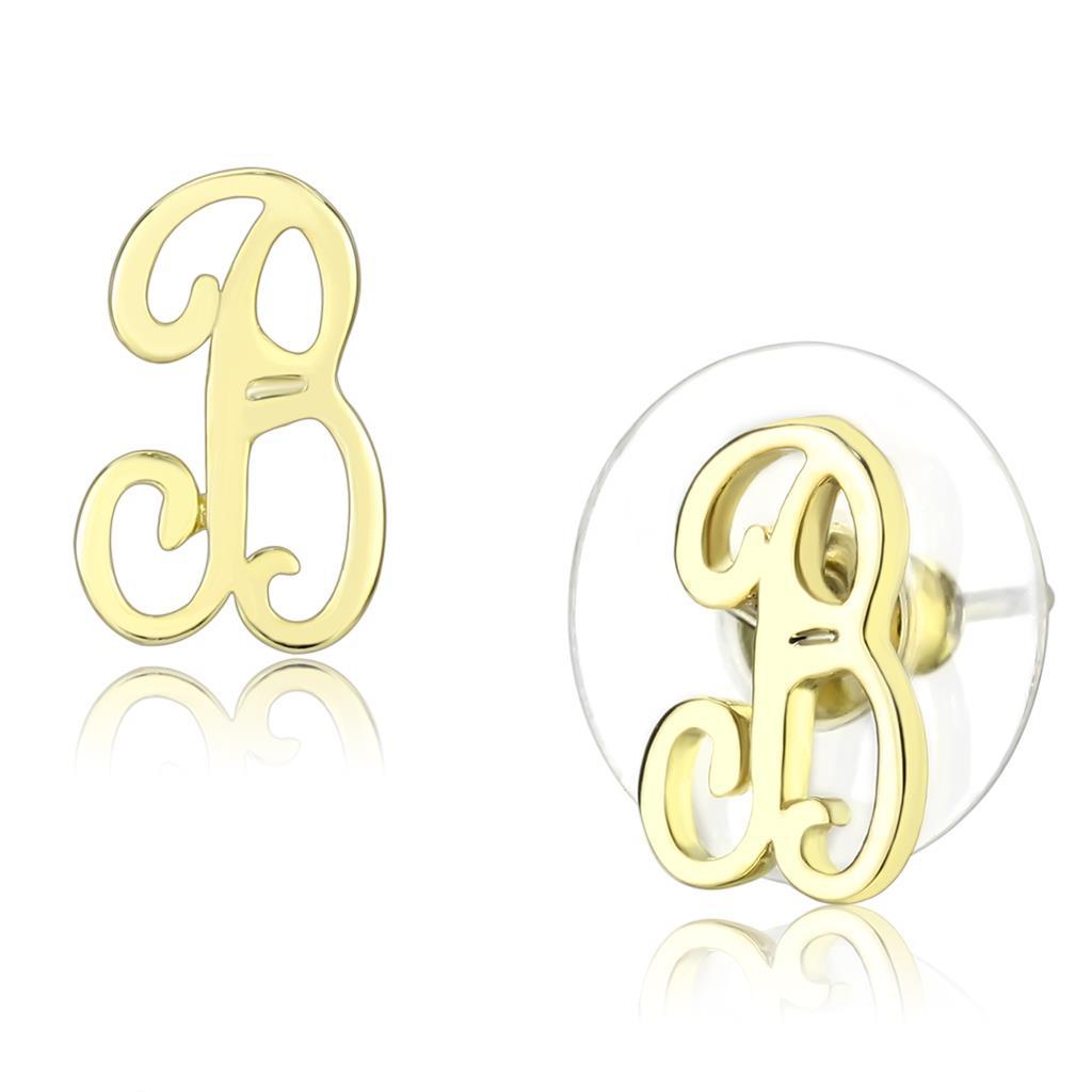 LO4669 - Flash Gold Brass Earrings with No Stone