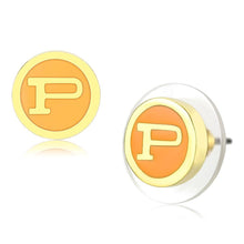 Load image into Gallery viewer, LO4676 - Gold Brass Earrings with Epoxy  in Orange