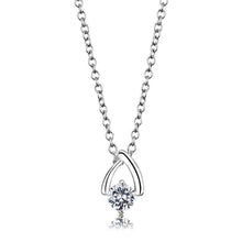 Load image into Gallery viewer, LO4692 - Silver+ e-coating Brass Chain Pendant with AAA Grade CZ  in Clear