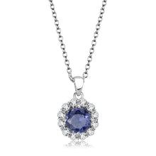 Load image into Gallery viewer, LO4697 - Rhodium Brass Chain Pendant with Synthetic Synthetic Glass in Tanzanite