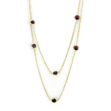 Load image into Gallery viewer, LO4702 - Gold Brass Necklace with AAA Grade CZ  in Garnet