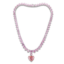 Load image into Gallery viewer, LO4705 - Rhodium Brass Necklace with AAA Grade CZ  in Rose