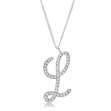 Load image into Gallery viewer, LO4709 - Silver Brass Chain Pendant with Top Grade Crystal  in Clear