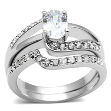 Load image into Gallery viewer, LO4712 - Rhodium Brass Ring with AAA Grade CZ  in Clear