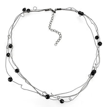 Load image into Gallery viewer, LO4719 - Ruthenium White Metal Necklace with Synthetic Synthetic Glass in Jet