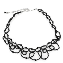 Load image into Gallery viewer, LO4721 - Rhodium Brass Necklace with Synthetic Synthetic Glass in Jet