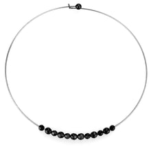 Load image into Gallery viewer, LO4725 - Ruthenium White Metal Necklace with Synthetic Synthetic Glass in Jet