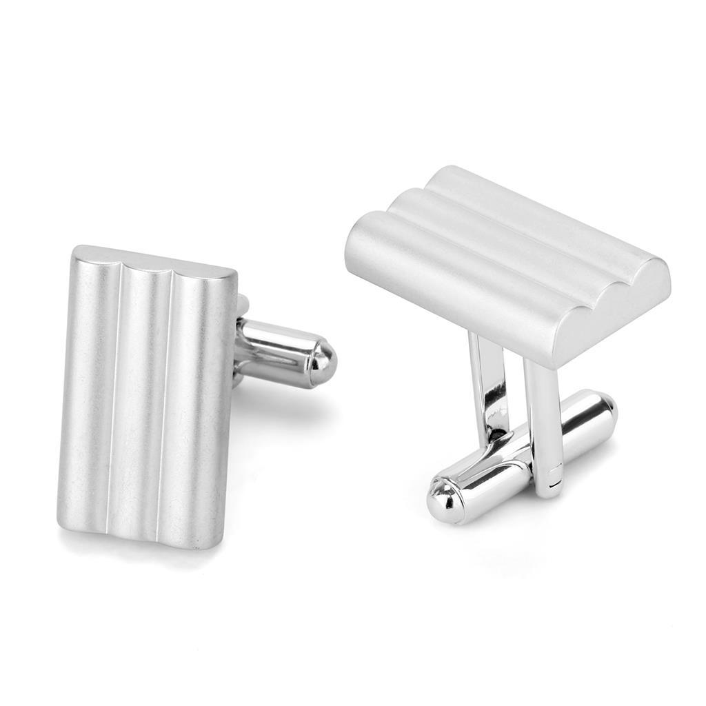 LO4732 - Matte Rhodium & Rhodium Brass Cufflink with No Stone