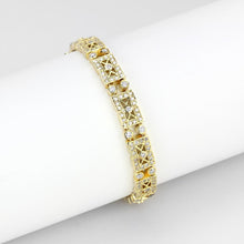 Load image into Gallery viewer, LO4735 - Gold Brass Bracelet with AAA Grade CZ  in Clear