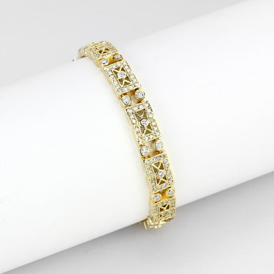 LO4735 - Gold Brass Bracelet with AAA Grade CZ  in Clear