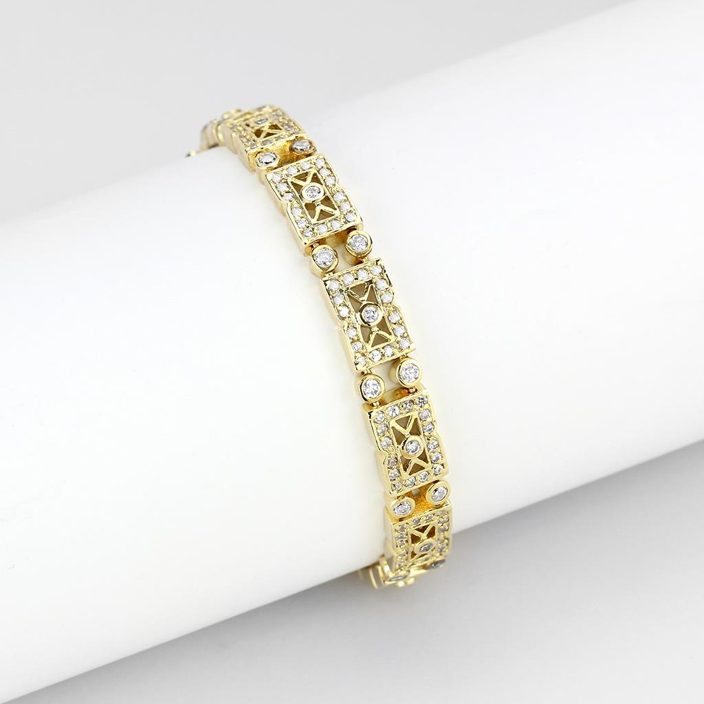 LO4735 - Gold Brass Bracelet with AAA Grade CZ  in Clear