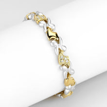 Load image into Gallery viewer, LO4736 - Gold+Rhodium Brass Bracelet with AAA Grade CZ  in Clear