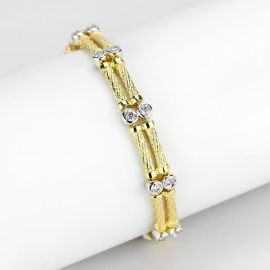 LO4737 - Gold+Rhodium Brass Bracelet with AAA Grade CZ  in Clear