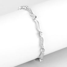 Load image into Gallery viewer, LO4740 Matte Rhodium &amp; Rhodium Brass Bracelet with AAA Grade CZ in Clear