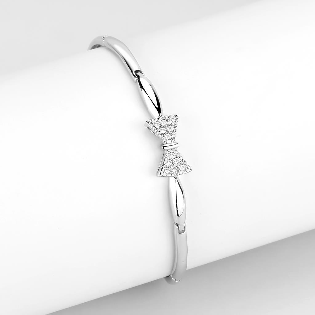 LO4742 - Rhodium Brass Bracelet with Top Grade Crystal  in Clear