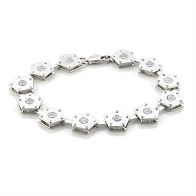 LO584 - Matte Rhodium & Rhodium Brass Bracelet with AAA Grade CZ  in Clear