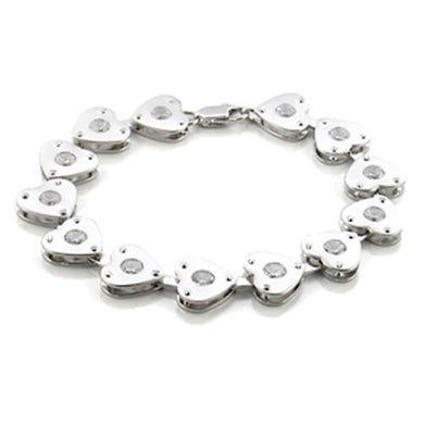 LO586 - Matte Rhodium & Rhodium Brass Bracelet with AAA Grade CZ  in Clear