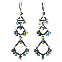 Load image into Gallery viewer, LO628 - Antique Silver Brass Earrings with Top Grade Crystal  in Multi Color