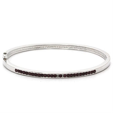 LO851 - Imitation Rhodium Brass Bangle with Top Grade Crystal  in Amethyst