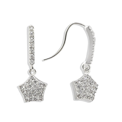 LO895 Rhodium Brass Earrings with AAA Grade CZ in Clear