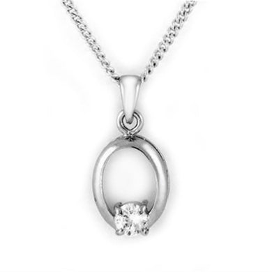 LOA1360 - Rhodium Brass Chain Pendant with AAA Grade CZ  in Clear