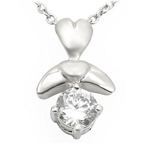 LOA716 - Matte Rhodium & Rhodium Brass Pendant with AAA Grade CZ  in Clear