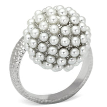 Load image into Gallery viewer, LOA831 - Rhodium Brass Ring with Synthetic Pearl in White