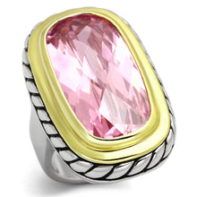 Load image into Gallery viewer, LOA841 - Reverse Two-Tone Brass Ring with AAA Grade CZ  in Rose