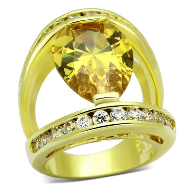 LOA849 - Gold Brass Ring with AAA Grade CZ  in Topaz