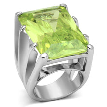 Load image into Gallery viewer, LOA854 - Rhodium Brass Ring with AAA Grade CZ  in Apple Green color