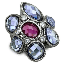 Load image into Gallery viewer, LOA876 - Ruthenium Brass Ring with AAA Grade CZ  in Multi Color