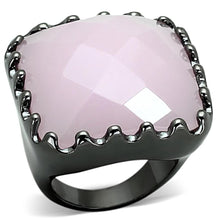 Load image into Gallery viewer, LOA887 - Ruthenium Brass Ring with Synthetic Synthetic Glass in Light Rose